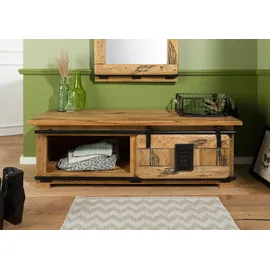 Massivmoebel24 Schuhbank 120 x 45 x 40 cm beige lackiert / beige