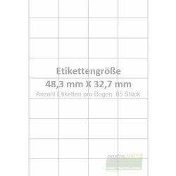 Wasser auflösbare Etiketten 48,3 x 32,7 mm(Anzahl Bögen /VPE: 25)