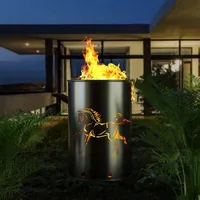 Feuertonne Araber Pferd neues 200 Liter Metallfass Araberpferd Garten Feuerstelle