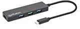 Manhattan 164924 4-Port USB 3.2 Gen 1 Hub USB-C-Stecker auf 4 x USB-A-Buchse, 5 Gbit/S Datenübertragungsraten, Stromversorgung über USB, Schwarz