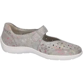 WALDLÄUFER HENNI Riemchenballerina, Keilabsatz, Halbschuh, Komfortschuh mit Perforation, Weite H grau 44,5 EU (10 UK)