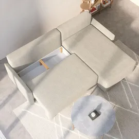 moeblo Eckcouch Cord 2-Sitzer Grau
