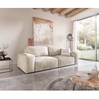 DeLife Big-Sofa Lanzo, L Cord Beige 260x110 cm beige|weiß 256 cm x 70 cm x 105 cm