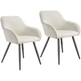 Tectake Esszimmerstuhl Marilyn gepolstert Cordoptik creme/schwarz 2er Set