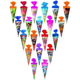 Livepac-Office 20x Schultüte/Zuckertüte/Länge: 25cm / rund / 20 verschiedene Motive