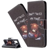 LEMAXELERS Nokia C32 Hülle,Nokia C32 Handyhülle Leder Niedlichen Sägen Bär Flip Case PU Leder Cover Magnet Schutzhülle Tasche Ständer Handytasche für Nokia C32,BF Bear