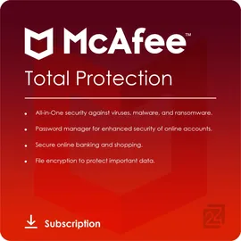 McAfee Total Protection 2025 VOLLVERSION 10 Geräte 1 Jahr DE Win Android iOS