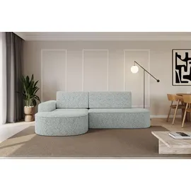 altdecor Eckcouch Samt mit Schlaffunktion und Bettkasten 2-Sitzer Grün