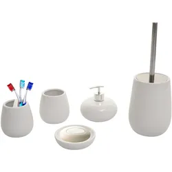Mendler 5-teiliges Badset HWC-C72, WC-Garnitur Badezimmerset Badaccessoires, Keramik ~ weiß
