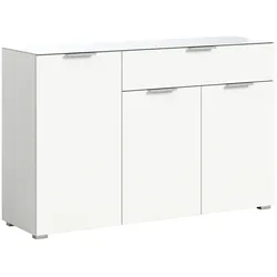 Inn.Furn Kommode weiß 135 cm mit Glasauflage und Soft-Close Riano