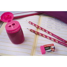 Stabilo Schul-Set für Rechtshänder EASYgraph S in pink inkl. Spitzer + Radierer
