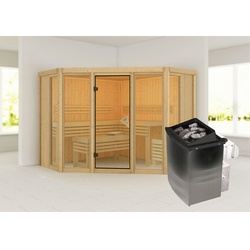 KARIBU Sauna »Ehmja 2«, BxHxT:231 x 198 x 231 cm, ohne Dachkranz - beige