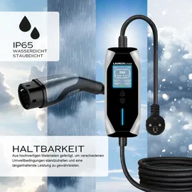Launch Tragbares Elektroauto-Ladegerät Mobile Wallbox Typ 2 (3,68 kW, 16 A) 7 m
