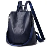 NICOLE & DORIS Damen Rucksäcke Anti Diebstahl Rucksack PU Leder Rucksackhandtaschen Daypack wasserdichte Schulrucksack Multifunktions Schultertasche Travel Rucksack Dunkelblau