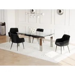 Esstisch ausziehbar - Glas & Metall - 8-10 Personen - LUBANA