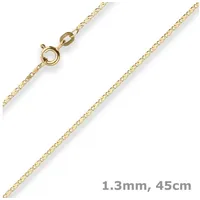 Schmuck Krone Goldkette 1,3mm S-Panzerkette aus 585 Gelbgold 45cm, Gold 585 goldfarben