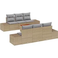 VidaXL Garten-Sofa-Set mit Kissen Beige Poly Rattan