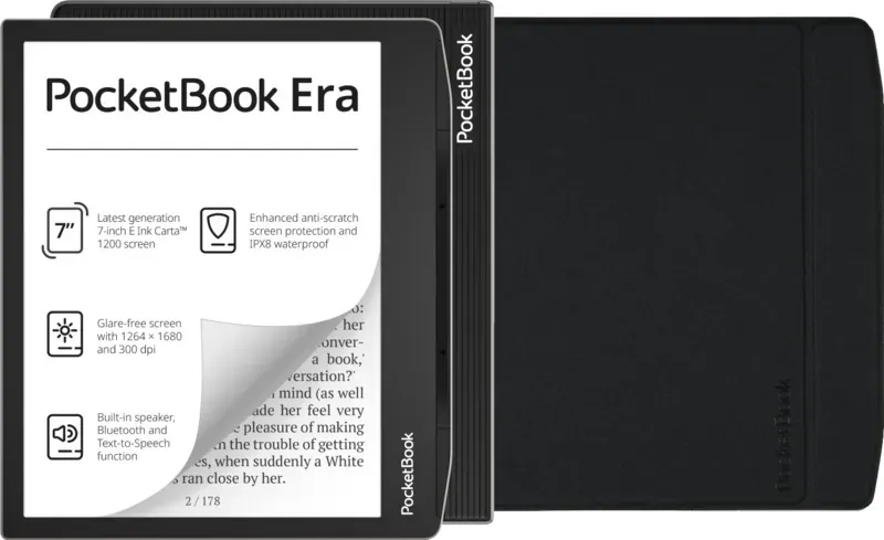 PocketBook Era 16 GB Silber + Flip Book Case Schwarz