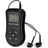 Digitalradio LCD-Display Batteriebetriebenes tragbares Mini-FM-Radio mit Stereo-Kopfhörer für zu Hause und unterwegs - Schwarz