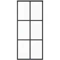 vidaXL Schiebetür ESG-Glas und Aluminium 90x205 cm Schwarz
