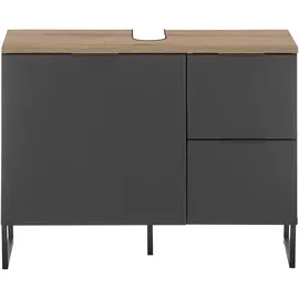 BASIC by Balculina Waschbeckenunterschrank Denver 80 x 60 cm Schwarz Matt