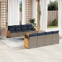 vidaXL Gartensofa-Set 9-tlg. grau