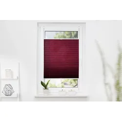 Plissee K-HOME "Klemmfix Pisa" Gr. 1, rot (bordeaux), B:40cm H:130cm, Obermaterial: 100% Polyester, Plissees, Crushed-Optik