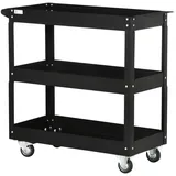 BlingBin Werkzeugwagen mit 3 Etagen, Werkzeugwagen leer, Transportwagen mit seitlicher Griff, leer, max. Traglast:150 kg, 0-tlg. Werkzeugset, (1er set, 1-tlg., 83cm x 35,3cm x 76cm), 4 Rollen, bis 150 kg Tragkraft, Stahl schwarz