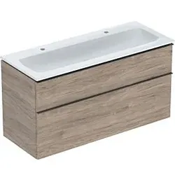 Geberit iCon Möbel-Waschtischset 502338JR1 120x63x48cm, weiß, nussbaum/Griff lava matt
