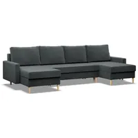 Ecksofa mit Schlaffunktion, Wendekissen, Bonell, Sofa U-form BLANK Grau, 294x140cm - Grau