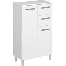 Saphir Unterschrank SAPHIR "Quickset Badschrank mit 2 Türen, 2 Schubladen, 60 cm breit", weiß (weiß glanz), B:60cm H:100,5cm T:33cm, Holzwerkstoff, Schränke, Unterschrank, Badezimmer-Unterschrank inkl. Türdämpfer, Griffe in Chrom Glanz