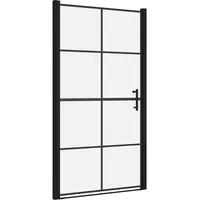 vidaXL Duschtür Hartglas 100x178 cm Schwarz