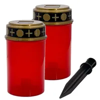 Bonetti 2er Pack Solar Grablicht mit Erdnagel in rot