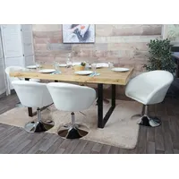 6er-Set Esszimmerstuhl MCW-F19, Küchenstuhl Drehstuhl Loungesessel, drehbar höhenverstellbar Stoff/Textil creme-weiß