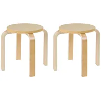 Home4You Kinderhocker 2er Set Holz 34 x 30 x 34 cm Beige