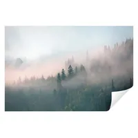 WallArena - Vlies Fototapete Wald Nebel Landschaft 250x175 cm - Fototapeten - Tapeten - für Wohnzimmer Schlafzimmer - Vliestapete Wandtapete Tapete 3D Effekt- inkl. Kleister - Berge Gebirge