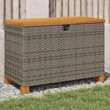 Tidyard Gartentruhe Gartenbox Aufbewahrungsbox Auflagenbox Grau 80x40x48 cm Poly Rattan Akazienholz