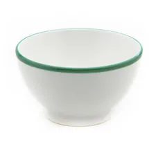 Gmundner KERAMIK Müslischale groß Füllmenge : 0.4 Liter Grüner Rand Geschirr, handgemacht in Österreich
