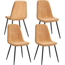 VASAGLE Esszimmerstuhl Chenille karamellbraun 4er Set