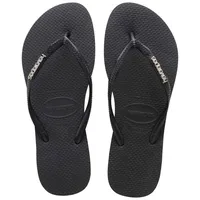 havaianas Slim Logo Metallic Schwarz 39