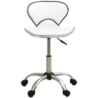 VidaXL Friseur Rollhocker Weiß Kunstleder