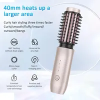 Kabellose Lockenbürste, 2-in-1 Kabellose Haarglättungsbürste Und Lockenstab, Tragbarer Mini-reise-lockenstab Mit 7000 Mah, Wiederaufladbarer Negativ-ionen-lockenstab 150 °C - 210 °C (pink)