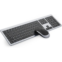 Seenda Ultra-Dünne Wiederaufladbare Funk Tastatur- und Maus-Set, Ergonomische mit Silikon Staubschutz für/Laptop/Smart TV QWERTZ Layout schwarz|silberfarben