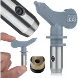 rosfix Set UltraHeavy 555 – Spruhdüse fur Airless Farbspritzgerat, 25–30 cm Strahlbreite, Grau, Hochwertiges Metall, Korrosionsbestandig