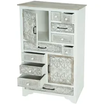 Mendler Apotheker Kommode HWC-J48, Schrank Schubladenkommode, Holz Schubladen, Shabby-Look Vintage 150x81x40cm, weiß-braun
