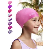 KIDVERSE Badekappe Kinder Lange Haare - Schwimmhaube Kinder mit Anti-Rutsch-Noppen - Badekappen für Schwimmer mit UV Schutz - Schwimmhaube Mädchen - Badehauben für Lange & voluminöse Haare