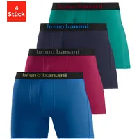 bruno banani Boxer »Unterhose für Herren«, (Packung, 4 St.), mit längerem Bein und auffälligen Logobund Bruno Banani blau, rot, marine, grün | Gr. S