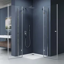 doporro Ravenna01 Eckdusche mit Drehtür 90 x 90 cm weiß Sicherheitsglas