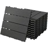 ECD Germany WPC Terrassenfliesen 30x30 cm 11Er Spar Set Anthrazit in Holzoptik,