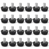 IUSOT 24 Stück Stellfüße M6 x 10 mm Nivellierfüße Höhenverstellbare Füße für Möbel Schwarz Rändelschraube M6 Möbelzubehör Möbelfüße Verstellbar Belastbar bis 100 kg für Tisch Stuhl Regal Schrank